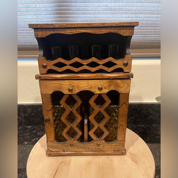 Other - Vintage Mid-Century Liquor Decanter & Shot Glasses